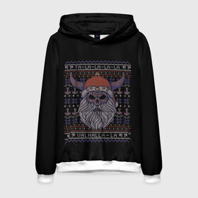 Мужская толстовка 3D с принтом Vikings Xmas Sweater , 100% полиэстер | двухслойный капюшон со шнурком для регулировки, мягкие манжеты на рукавах и по низу толстовки, спереди карман-кенгуру с мягким внутренним слоем. | christmas | king | new | ragnar | skandinavia | snow | snowflakes | valhalla | vikings | xmas | year | вальхалла | викинги | год | король | новый | рагнар | рождество | скандинавия | снег