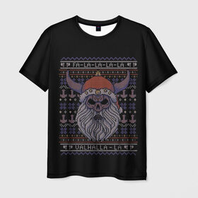 Мужская футболка 3D с принтом Vikings Xmas Sweater , 100% полиэфир | прямой крой, круглый вырез горловины, длина до линии бедер | christmas | king | new | ragnar | skandinavia | snow | snowflakes | valhalla | vikings | xmas | year | вальхалла | викинги | год | король | новый | рагнар | рождество | скандинавия | снег