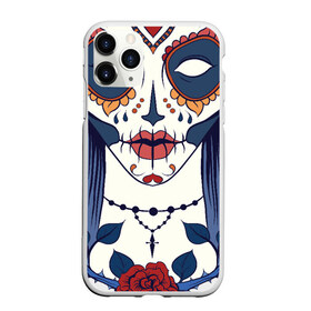 Чехол для iPhone 11 Pro матовый с принтом Мексиканский сахарный череп , Силикон |  | day of the dead | dia de los muertos | gothic | halloween | skull | sugar skull | готика | день мертвых | женский череп | мексиканский череп | мистика | подарок | сахарный череп | хэллоуин