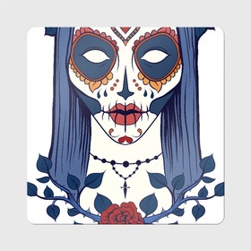 Магнит виниловый Квадрат с принтом Мексиканский сахарный череп , полимерный материал с магнитным слоем | размер 9*9 см, закругленные углы | day of the dead | dia de los muertos | gothic | halloween | skull | sugar skull | готика | день мертвых | женский череп | мексиканский череп | мистика | подарок | сахарный череп | хэллоуин