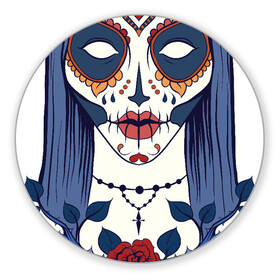 Коврик для мышки круглый с принтом Мексиканский сахарный череп , резина и полиэстер | круглая форма, изображение наносится на всю лицевую часть | Тематика изображения на принте: day of the dead | dia de los muertos | gothic | halloween | skull | sugar skull | готика | день мертвых | женский череп | мексиканский череп | мистика | подарок | сахарный череп | хэллоуин