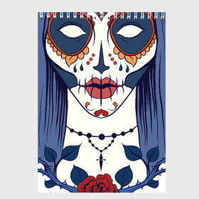 Скетчбук с принтом Мексиканский сахарный череп , 100% бумага
 | 48 листов, плотность листов — 100 г/м2, плотность картонной обложки — 250 г/м2. Листы скреплены сверху удобной пружинной спиралью | Тематика изображения на принте: day of the dead | dia de los muertos | gothic | halloween | skull | sugar skull | готика | день мертвых | женский череп | мексиканский череп | мистика | подарок | сахарный череп | хэллоуин