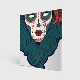 Холст квадратный с принтом Мексиканский сахарный череп , 100% ПВХ |  | day of the dead | dia de los muertos | gothic | halloween | skull | sugar skull | готика | день мертвых | женский череп | мексиканский череп | мистика | подарок | сахарный череп | хэллоуин