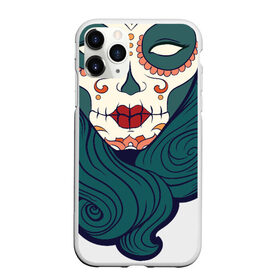 Чехол для iPhone 11 Pro матовый с принтом Мексиканский сахарный череп , Силикон |  | day of the dead | dia de los muertos | gothic | halloween | skull | sugar skull | готика | день мертвых | женский череп | мексиканский череп | мистика | подарок | сахарный череп | хэллоуин