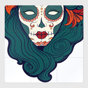 Магнитный плакат 3Х3 с принтом Мексиканский сахарный череп , Полимерный материал с магнитным слоем | 9 деталей размером 9*9 см | Тематика изображения на принте: day of the dead | dia de los muertos | gothic | halloween | skull | sugar skull | готика | день мертвых | женский череп | мексиканский череп | мистика | подарок | сахарный череп | хэллоуин