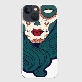 Чехол для iPhone 13 mini с принтом Мексиканский сахарный череп ,  |  | day of the dead | dia de los muertos | gothic | halloween | skull | sugar skull | готика | день мертвых | женский череп | мексиканский череп | мистика | подарок | сахарный череп | хэллоуин