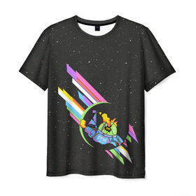 Мужская футболка 3D с принтом Rick and Morty , 100% полиэфир | прямой крой, круглый вырез горловины, длина до линии бедер | morty | rick | saucer | spaceship | vdpartat | летающая тарелка | рик и морти