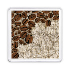 Магнит 55*55 с принтом Кофейные зёрна (вышивка) , Пластик | Размер: 65*65 мм; Размер печати: 55*55 мм | Тематика изображения на принте: brown | coffee | coffee beans | drink. | embroidery | grains | вышивка | зёрна | коричневый | кофе | кофейные зёрна | напитки | напиток