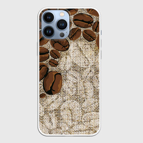 Чехол для iPhone 13 Pro Max с принтом Кофейные зёрна (вышивка) ,  |  | brown | coffee | coffee beans | drink. | embroidery | grains | вышивка | зёрна | коричневый | кофе | кофейные зёрна | напитки | напиток