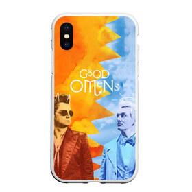 Чехол для iPhone XS Max матовый с принтом Good Omens , Силикон | Область печати: задняя сторона чехла, без боковых панелей | aziraphale | crowley | david | demon | good | omens | pratchett | tennant | terry | азирафаэль | ангел | благие | демон | дэвид | знамения | кроули | майкл шин | пратчетт | теннант | терри