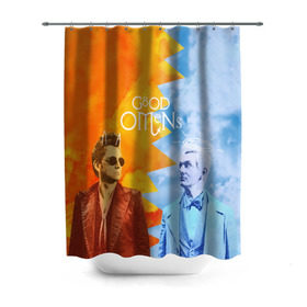 Штора 3D для ванной с принтом Good Omens , 100% полиэстер | плотность материала — 100 г/м2. Стандартный размер — 146 см х 180 см. По верхнему краю — пластиковые люверсы для креплений. В комплекте 10 пластиковых колец | aziraphale | crowley | david | demon | good | omens | pratchett | tennant | terry | азирафаэль | ангел | благие | демон | дэвид | знамения | кроули | майкл шин | пратчетт | теннант | терри