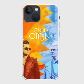 Чехол для iPhone 13 mini с принтом Good Omens ,  |  | aziraphale | crowley | david | demon | good | omens | pratchett | tennant | terry | азирафаэль | ангел | благие | демон | дэвид | знамения | кроули | майкл шин | пратчетт | теннант | терри