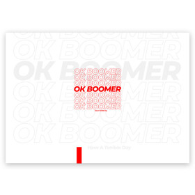 Поздравительная открытка с принтом Ok boomer 3D , 100% бумага | плотность бумаги 280 г/м2, матовая, на обратной стороне линовка и место для марки
 | Тематика изображения на принте: boomer | casual | ok | ok boomer | бумер | зумеры | ок | ок бумер | хорошо