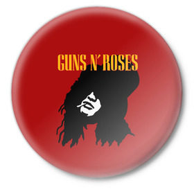 Значок с принтом Guns n roses ,  металл | круглая форма, металлическая застежка в виде булавки | axl rose | geffen records | gnr | guns | rock | roses | slash | гансы | пистолеты | розы | рок | слеш | эксл роуз