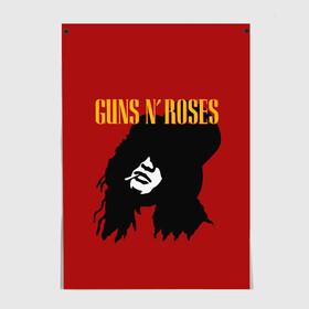 Постер с принтом Guns n roses  , 100% бумага
 | бумага, плотность 150 мг. Матовая, но за счет высокого коэффициента гладкости имеет небольшой блеск и дает на свету блики, но в отличии от глянцевой бумаги не покрыта лаком | axl rose | geffen records | gnr | guns | rock | roses | slash | гансы | пистолеты | розы | рок | слеш | эксл роуз