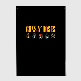 Постер с принтом Guns n roses  , 100% бумага
 | бумага, плотность 150 мг. Матовая, но за счет высокого коэффициента гладкости имеет небольшой блеск и дает на свету блики, но в отличии от глянцевой бумаги не покрыта лаком | axl rose | geffen records | gnr | guns | rock | roses | slash | гансы | пистолеты | розы | рок | слеш | эксл роуз