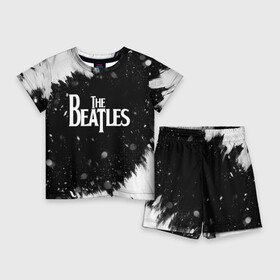 Детский костюм с шортами 3D с принтом The Beatles BW ,  |  | Тематика изображения на принте: beatles | rock | the beatles | битлз | битлс | музыка | рок