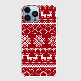 Чехол для iPhone 13 Pro Max с принтом Вязаный Свитер С Оленями ,  |  | Тематика изображения на принте: 2020 | christmas | deer | merry | new year | santa | вязаная | вязаный олень | год | дед | мороз | новый год | олень | праздник | рождество | санта | узоры