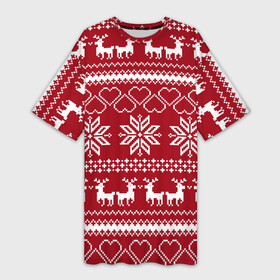 Платье-футболка 3D с принтом Вязаный Свитер С Оленями ,  |  | 2020 | christmas | deer | merry | new year | santa | вязаная | вязаный олень | год | дед | мороз | новый год | олень | праздник | рождество | санта | узоры