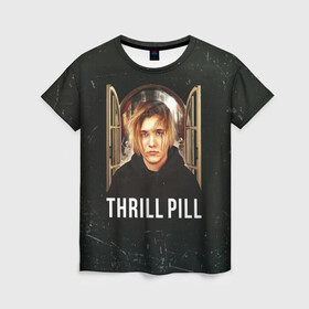 Женская футболка 3D с принтом THRILL PILL - Грустная Песня , 100% полиэфир ( синтетическое хлопкоподобное полотно) | прямой крой, круглый вырез горловины, длина до линии бедер | fuelle | logo | music | noir | pil | pill | rap | raper | symbol | thril | thrill | tril | trill | дамб | лого | музыка | пил | пилл | рэп | рэппер | сам | символ | трил | трилл | тхрил | тхрилл | фотографии | щит