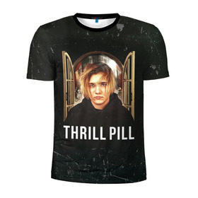 Мужская футболка 3D спортивная с принтом THRILL PILL - Грустная Песня , 100% полиэстер с улучшенными характеристиками | приталенный силуэт, круглая горловина, широкие плечи, сужается к линии бедра | fuelle | logo | music | noir | pil | pill | rap | raper | symbol | thril | thrill | tril | trill | дамб | лого | музыка | пил | пилл | рэп | рэппер | сам | символ | трил | трилл | тхрил | тхрилл | фотографии | щит