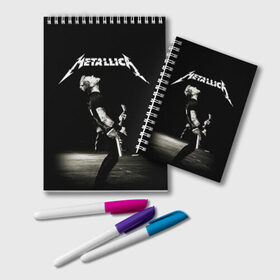 Блокнот с принтом Metallica , 100% бумага | 48 листов, плотность листов — 60 г/м2, плотность картонной обложки — 250 г/м2. Листы скреплены удобной пружинной спиралью. Цвет линий — светло-серый
 | heavy metal | metal | metallica | гитара | группы | метал | металлика | музыка | рок | трэш метал | хєви метал