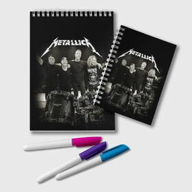 Блокнот с принтом Metallica , 100% бумага | 48 листов, плотность листов — 60 г/м2, плотность картонной обложки — 250 г/м2. Листы скреплены удобной пружинной спиралью. Цвет линий — светло-серый
 | heavy metal | metal | metallica | гитара | группы | метал | металлика | музыка | рок | трэш метал | хєви метал