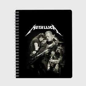 Тетрадь с принтом Metallica , 100% бумага | 48 листов, плотность листов — 60 г/м2, плотность картонной обложки — 250 г/м2. Листы скреплены сбоку удобной пружинной спиралью. Уголки страниц и обложки скругленные. Цвет линий — светло-серый
 | heavy metal | metal | metallica | гитара | группы | метал | металлика | музыка | рок | трэш метал | хєви метал