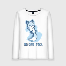 Женский лонгслив хлопок с принтом Snow fox , 100% хлопок |  | fox | snow | лис | лиса | лисёнок | лисичка | снег