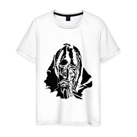 Мужская футболка хлопок с принтом Higgs - Death Stranding , 100% хлопок | прямой крой, круглый вырез горловины, длина до линии бедер, слегка спущенное плечо. | death stranding | higgs | kojima | mask