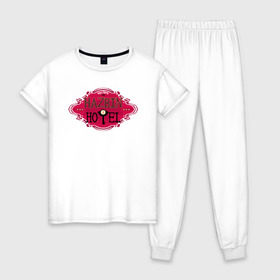 Женская пижама хлопок с принтом Hazbin Hotel (Pixel) , 100% хлопок | брюки и футболка прямого кроя, без карманов, на брюках мягкая резинка на поясе и по низу штанин | 16bit | 8bit | anime | hazbin hotel | pixel | аниме | отель хазбин | пиксели | пиксель