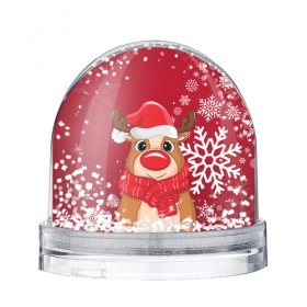 Снежный шар с принтом Новогодний олень , Пластик | Изображение внутри шара печатается на глянцевой фотобумаге с двух сторон | 