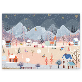 Поздравительная открытка с принтом Новогодние каникулы , 100% бумага | плотность бумаги 280 г/м2, матовая, на обратной стороне линовка и место для марки
 | Тематика изображения на принте: 2020 | елка | елки | елочные игрушки | зима | зимняя | игрушки | мороз | новогодняя | новый год | новый год 2020 | рождество | рябина | снег | холод