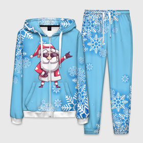 Мужской костюм 3D с принтом Дед Мороз , 100% полиэстер | Манжеты и пояс оформлены тканевой резинкой, двухслойный капюшон со шнурком для регулировки, карманы спереди | в подарок | дед мороз | зима | новогодние | новый год | подарок | рождество | с новым годом | снег | снежинки