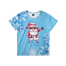 Детская футболка 3D с принтом Дед Мороз , 100% гипоаллергенный полиэфир | прямой крой, круглый вырез горловины, длина до линии бедер, чуть спущенное плечо, ткань немного тянется | в подарок | дед мороз | зима | новогодние | новый год | подарок | рождество | с новым годом | снег | снежинки
