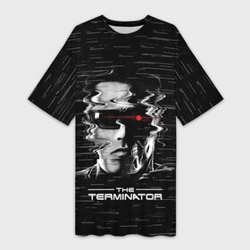 Платье-футболка 3D с принтом The Terminator ,  |  | arnold | connor | john | robot | schwarzenegger | skynet | t 800 | terminator | арнольд | джон | коннор | ликвидатор | небесная | робот | сеть | скайнет | терминатор | шварценеггер