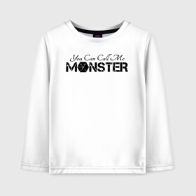 Детский лонгслив хлопок с принтом You can call me monster , 100% хлопок | круглый вырез горловины, полуприлегающий силуэт, длина до линии бедер | d.o | exo | exo cbx | exo k | exo m | exo sc | k pop | kpop | mama | бэкхён | ехо | к поп | кпоп | крис | кхаи | лухан | лэй | пэкхён | сехун | сиумин | сухо | тао | чханёль | чхен | эхо