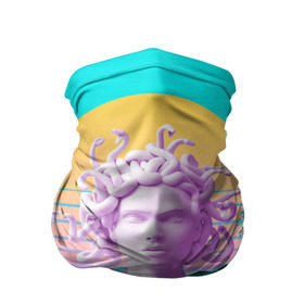 Бандана-труба 3D с принтом Медуза Горгона , 100% полиэстер, ткань с особыми свойствами — Activecool | плотность 150‒180 г/м2; хорошо тянется, но сохраняет форму | vaporwave | медуза горгона | неон | пальмы | скульптура | существо