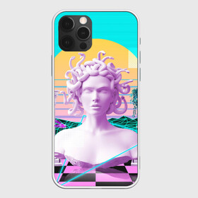 Чехол для iPhone 12 Pro с принтом Медуза Горгона , силикон | область печати: задняя сторона чехла, без боковых панелей | vaporwave | медуза горгона | неон | пальмы | скульптура | существо