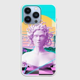Чехол для iPhone 13 Pro с принтом Медуза Горгона ,  |  | vaporwave | медуза горгона | неон | пальмы | скульптура | существо