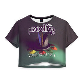Женская футболка Cropp-top с принтом The Prodigy , 100% полиэстер | круглая горловина, длина футболки до линии талии, рукава с отворотами | people | prodigy | the prodigy | voodoo people | продиджи
