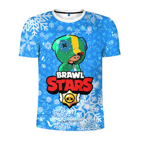 Мужская футболка 3D спортивная с принтом Новогодний Brawl Stars Leon #1 , 100% полиэстер с улучшенными характеристиками | приталенный силуэт, круглая горловина, широкие плечи, сужается к линии бедра | 