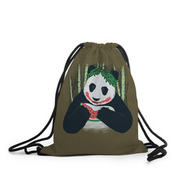 Рюкзак-мешок 3D с принтом Panda , 100% полиэстер | плотность ткани — 200 г/м2, размер — 35 х 45 см; лямки — толстые шнурки, застежка на шнуровке, без карманов и подкладки | animal | арбуз | бамбук | животное | панда