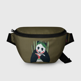 Поясная сумка 3D с принтом Panda , 100% полиэстер | плотная ткань, ремень с регулируемой длиной, внутри несколько карманов для мелочей, основное отделение и карман с обратной стороны сумки застегиваются на молнию | animal | арбуз | бамбук | животное | панда