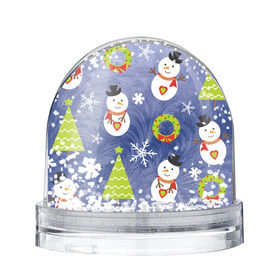 Снежный шар с принтом Снеговики и ёлочки , Пластик | Изображение внутри шара печатается на глянцевой фотобумаге с двух сторон | Тематика изображения на принте: 2020 | christmas | happy | merry | new year | в подарок | детский | елки | милый | новый год | поздравить | рождество | с новым годом | с рождеством | снеговик | снеговики | снежинки