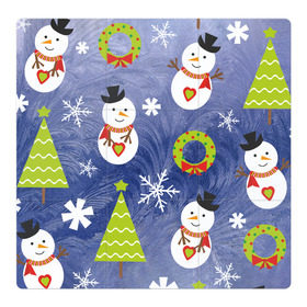 Магнитный плакат 3Х3 с принтом Снеговики и ёлочки , Полимерный материал с магнитным слоем | 9 деталей размером 9*9 см | Тематика изображения на принте: 2020 | christmas | happy | merry | new year | в подарок | детский | елки | милый | новый год | поздравить | рождество | с новым годом | с рождеством | снеговик | снеговики | снежинки