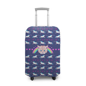 Чехол для чемодана 3D с принтом Свитер с котенком , 86% полиэфир, 14% спандекс | двустороннее нанесение принта, прорези для ручек и колес | butterflu | cat | christmas | kitten | new | snow | snowflakes | sweater | unicorn | xmas | year | бабочка | год | единорог | кот | котенок | новый | рождество | свитер