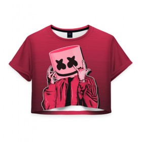 Женская футболка Cropp-top с принтом Marshmello Rock , 100% полиэстер | круглая горловина, длина футболки до линии талии, рукава с отворотами | dj | fortnitemarshmello | marshmello | music | rock | диджей | зефир | знаменитость | маршмэллоу | музыка | музыкант