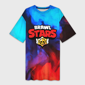 Платье-футболка 3D с принтом BRAWL STARS SMOKE ,  |  | android | brawl stars | crow | games | leon | mobile game | stars | бравл старс | ворон | игры | леон | мобильные игры