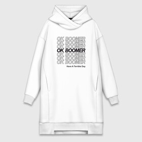 Платье-худи хлопок с принтом OK BOOMER (BLACK) ,  |  | boomer | boomers | generation | internet | meme | ok | ok boomer | young | бумеры | зумеры | интернет | мем | молодежь | ок | ок бумер | окей бумер | поколение